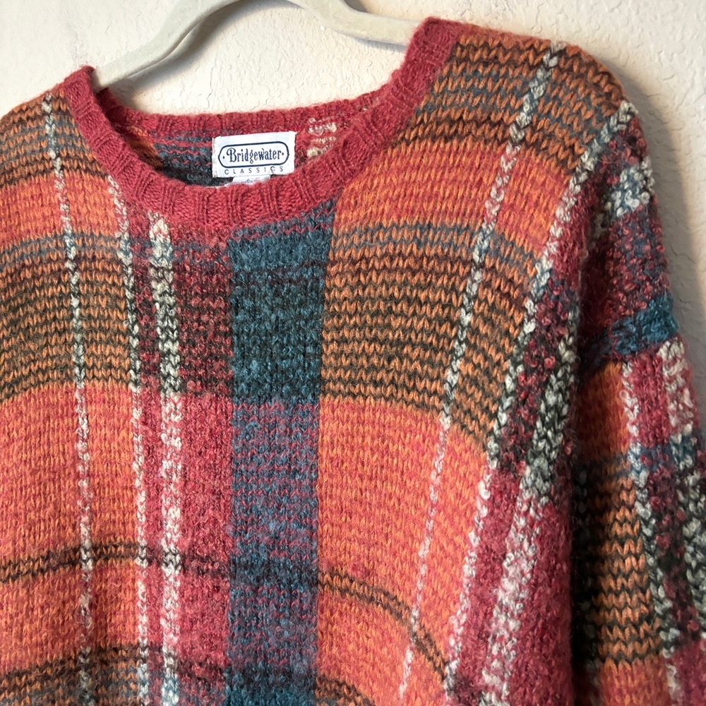 Vintage Multicolor Plaid Crew Neck Sweater - Picture 2 of 10